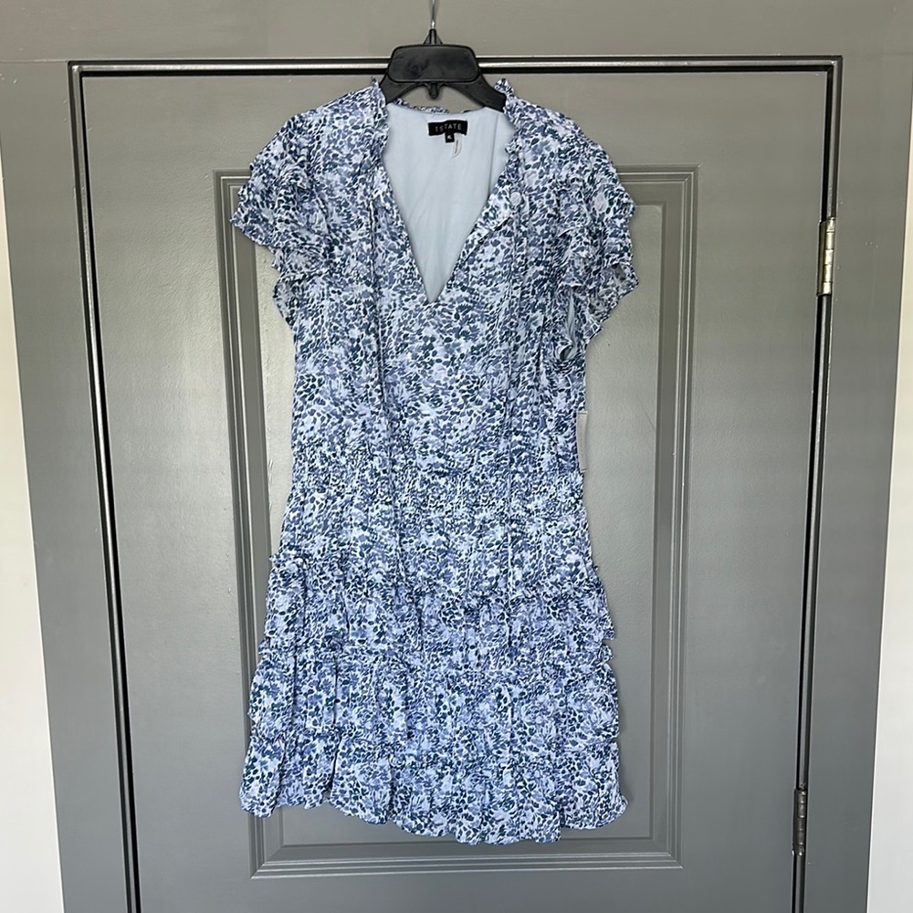 1. State Blue and White Ruffled Sundress